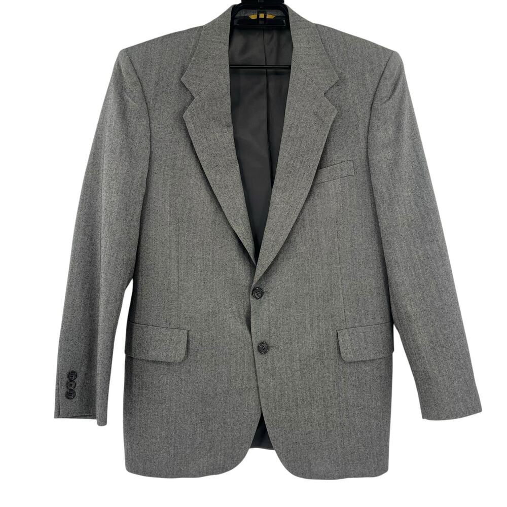 Vtg Sterling & Hunt Worsted Wool Herringbone Mens Blazer Sz 42 Heritage Office
